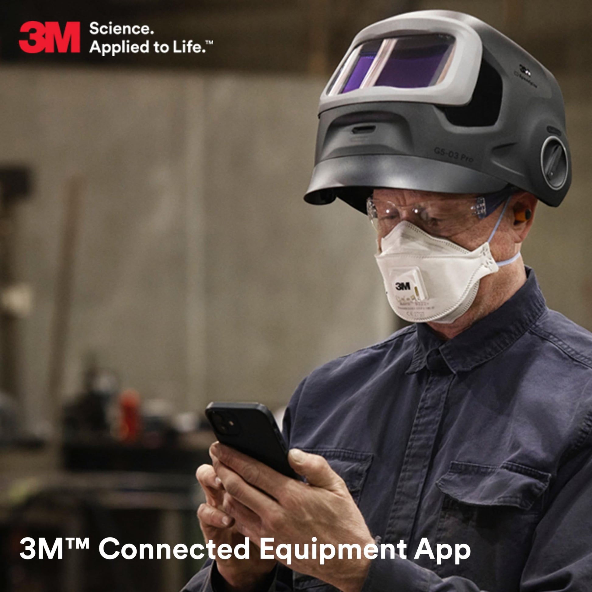 Close-up view of the 3M Speedglas G5-03 Pro Welding Helmet 10-0100-30TW highlighting Natural Color Technology for accurate weld pool visibility.