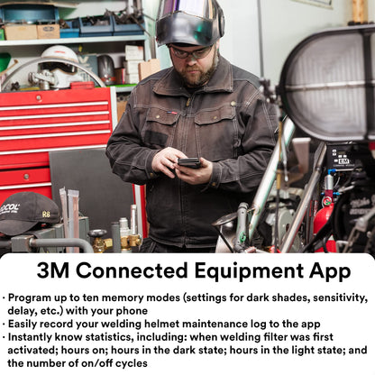 Close-up view of the 3M Speedglas G5-02 Auto Darkening Welding Helmet with adjustable arc detection sensitivity feature highlighted.