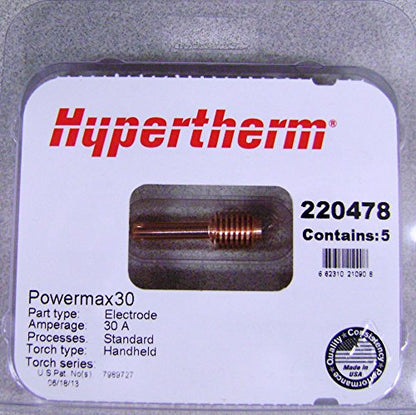 Hypertherm 220478 Plasma Electrode showcasing premium quality - Hypertherm Powermax Electrode designed for Powermax 30.