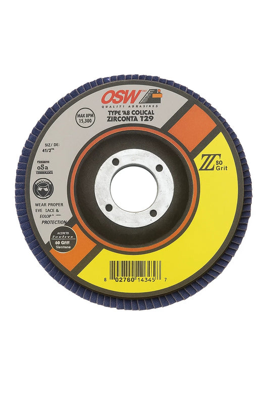 CGW Abrasives 42345, Flap Disc 4-1/2" x 7/8" 80 Grit Zirconia - Pack of (10)