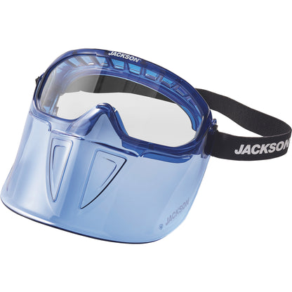 Jackson Safety GPL500 Premium Goggle with Detachable Face Shield, Anti-Fog Coating, Clear Lens, Blue, 21000