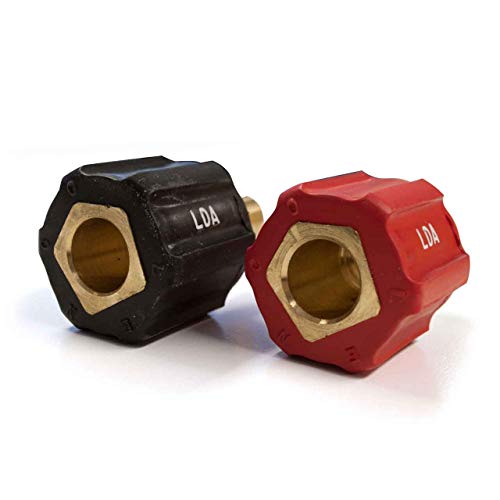 Lenco 05335 LDA set by Lenco Marine showcasing a black Lenco LC40 male adapter alongside the red one.