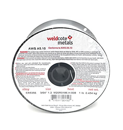 Weldcote Metals Aluminum 5356 3/64" MIG welding wire package showcasing spools, ideal for aluminum MIG welding wire applications.