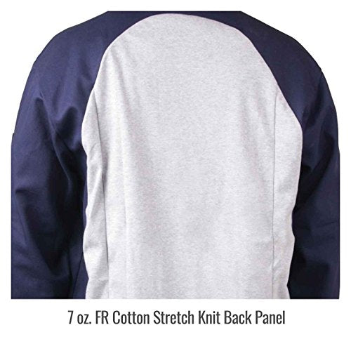 Back view of the Black Stallion JF1625-NG Stretch-Back FR Cotton Welding Jacket, emphasizing the lightweight and flexible design of this flame resistant welding jacket suitable for various welding tasks.