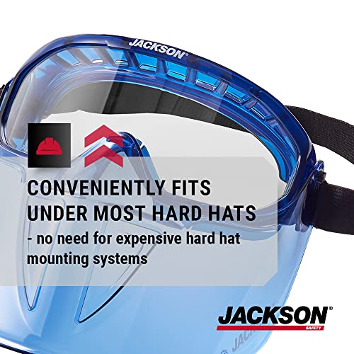 Jackson Safety GPL500 Premium Goggle with Detachable Face Shield, Anti-Fog Coating, Clear Lens, Blue, 21000