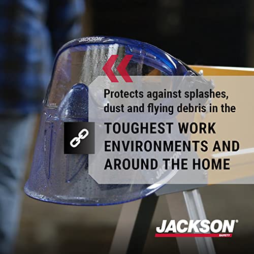 Jackson Safety GPL500 Premium Goggle with Detachable Face Shield, Anti-Fog Coating, Clear Lens, Blue, 21000
