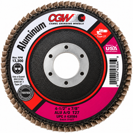 CGW 43084 4-1/2" x 7/8" T27 60 Grit Aluminum Oxide Flap Disc 10 Pack