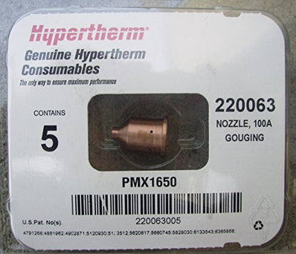 Hypertherm 220063 Powermax Nozzle designed for plasma cutting nozzle efficiency.