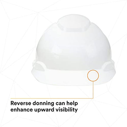 3M Hard Hat H-701R-UV in white color, showcasing its lightweight design and UV indicator feature for safety in industrial applications.