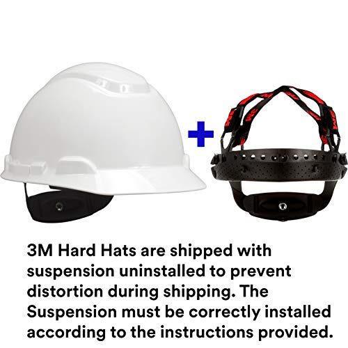 Close-up of 3M Hard Hat H-701R-UV's adjustable 4-point ratchet system for a secure fit, ideal for industrial and construction settings.
