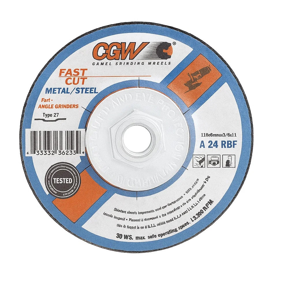 CGW Abrasives 36262, 7" X 1/4 X 5/8-11 Type 27 Grinding Wheel, Pack of (10)