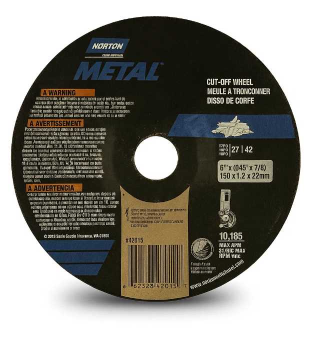 Norton 66252842015 6x.040x7/8 in. Metal Cut-Off Wheels, Alum. Oxide, Type 42, 60 Grit, 25 pack