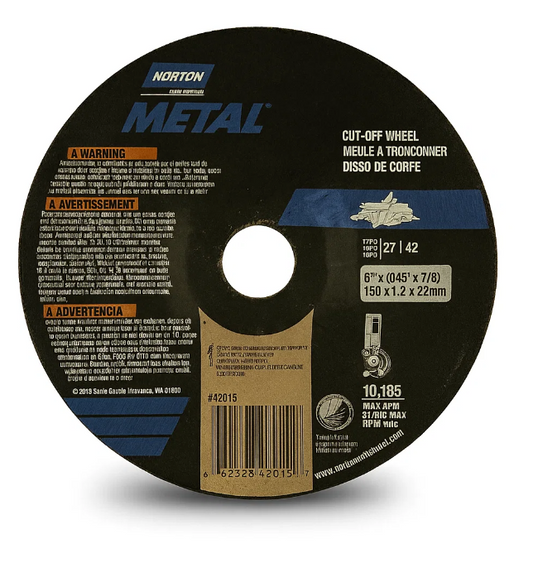 Norton 66252842015 6x.040x7/8 in. Metal Cut-Off Wheels, Alum. Oxide, Type 42, 60 Grit, 25 pack