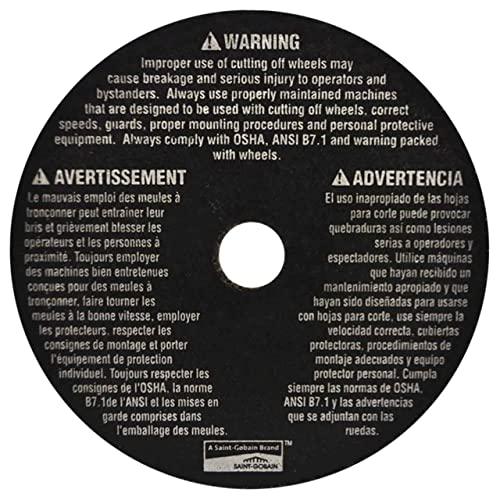 Norton 7660789451 3X.035x3/8 in. Metal AO Small Diameter Reinforced Cut-Off Wheels, Type 01/41, 60 Grit, 25 Pack
