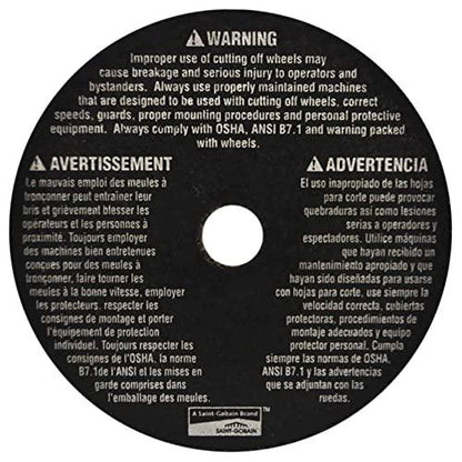 Norton 7660789451 3X.035x3/8 in. Metal AO Small Diameter Reinforced Cut-Off Wheels, Type 01/41, 60 Grit, 25 Pack