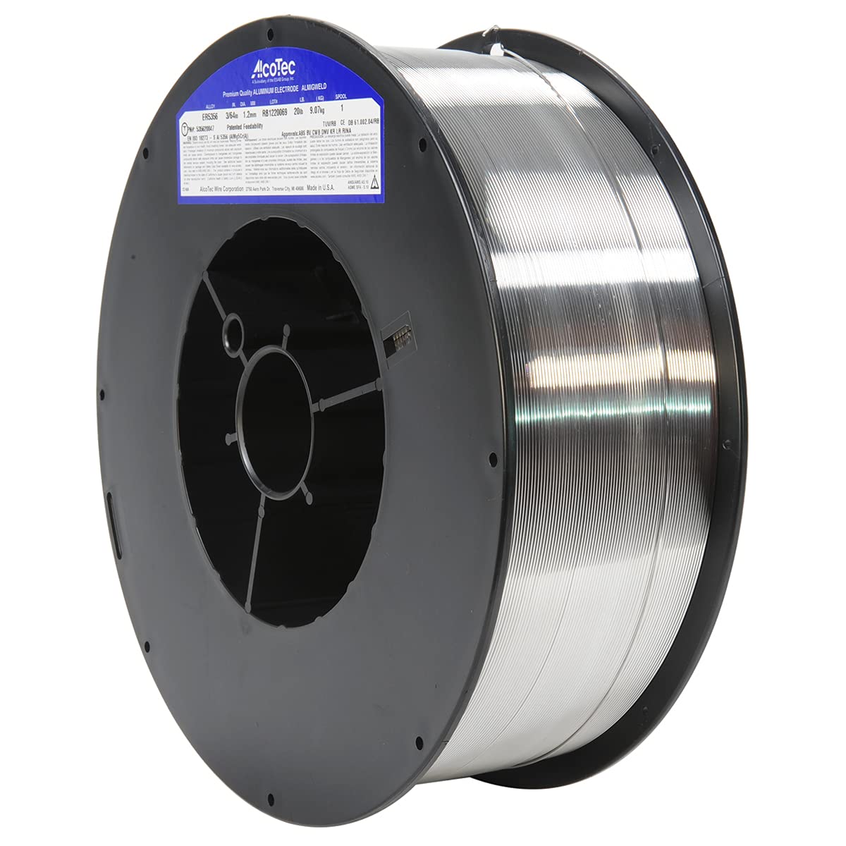 Alcotec 404320047 ER 4043 Aluminum MIG Wire, 3/64" diameter, 20# spool for superior welding performance. Perfect for GMAW of aluminum materials.