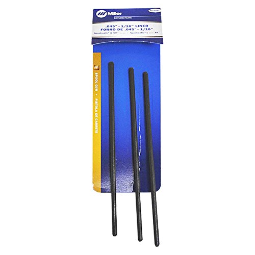 Miller Electric Miller 136683 Teflon Liner for .045-1/16 Wire, featuring a 6.812" length, displayed in a pack of 3, showcasing durability and reliability for welding applications.