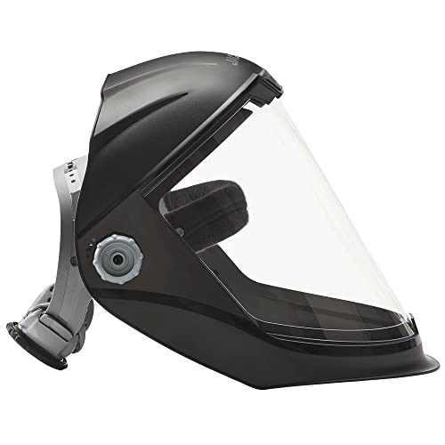 Jackson Safety MAXVIEW Face Shield with 370 Speed Dial Ratcheting Headgear, offering clear face shield protection for enhanced safety. Headgear / Face Shield.