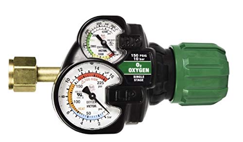Victor 0781-3626 ESS32-150-540 EDGE 2.0 Heavy Duty Single Stage Regulator featuring enhanced gauges for accurate pressure readings and ergonomic design for easy adjustments, ideal for professional gas control applications.