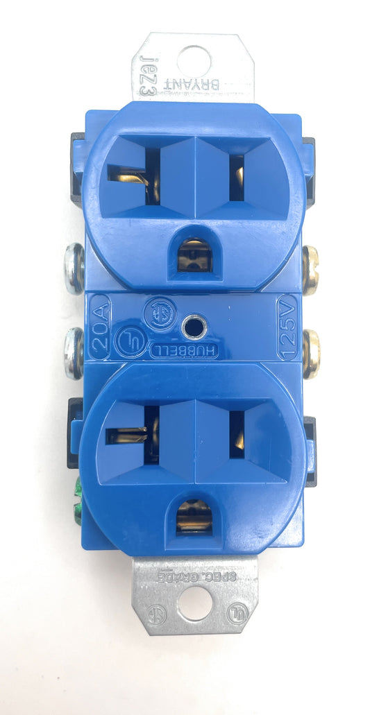 Miller 262486 Rcpt, Str Dx Grd 2P3W 20A 125V - Blue electrical receptacle featuring a heavy-duty design, ideal for residential and commercial applications.