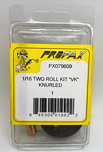 Profax VK-Groove 1/16" Drive Roll Kit Packaging - Display of the packaging for the 2 roll kit, featuring product details and branding, designed for Miller MIG welders and wire feeders.
