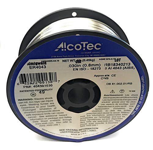 Alcotec 404301030 ER4043 .030" Aluminum MIG Welding Wire in a 1 lb. spool, high-quality material for optimal performance in welding applications.