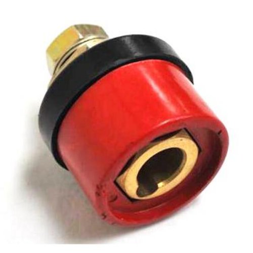 Lenco LDPM-50 Red Female Panel Mount Connector featuring a 35/50 Dinse fitting size, 50mm, ideal for marine applications.