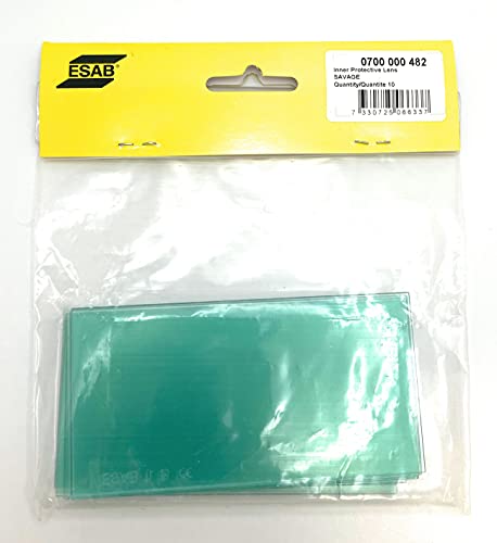 ESAB 0700000482 Internal Protective Lens 54 x 105 mm for Welding Helmets, pack of 10, essential welding helmet lenses for optimal protection and visibility.
