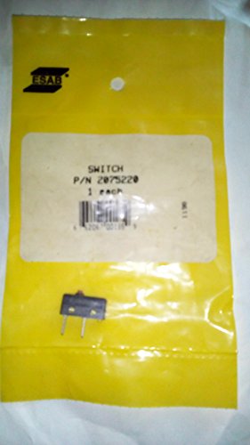 ESAB 2075220 Replacement Trigger Switch for MT-400 and MT-200 Welders, Pack of 1, displayed in its packaging.