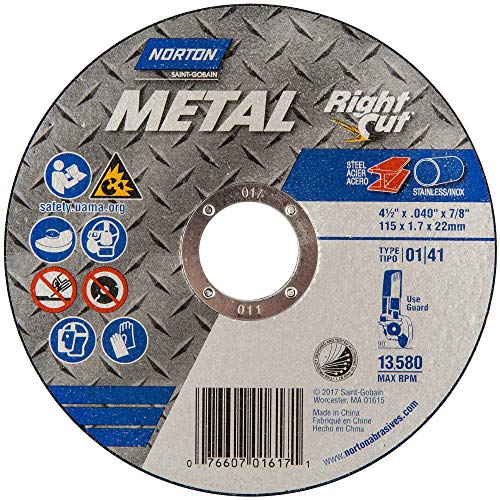 Norton 01617, Cutoff Wheel 4.5" X .040" x 7/8",  Pack of (25)